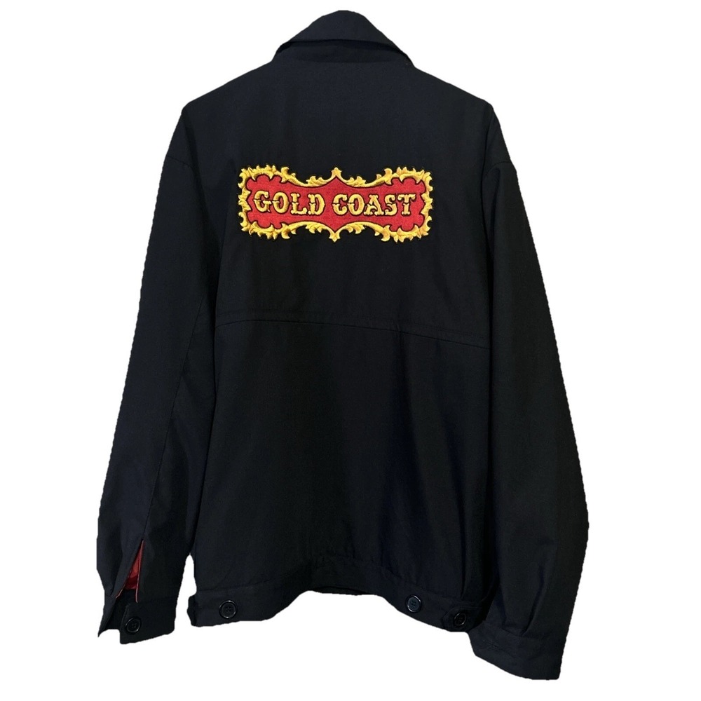 VTG Gold Coast Casino Men's Black Bomber Jacket Size Large Embroidered Patch‎